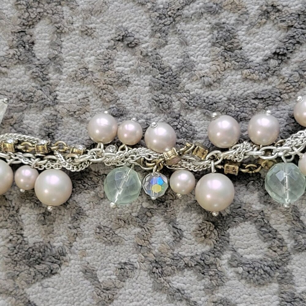 Carolee Beaded Necklace with Irridescent, Pearl and Rhinestone Beads - Picture 4 of 6